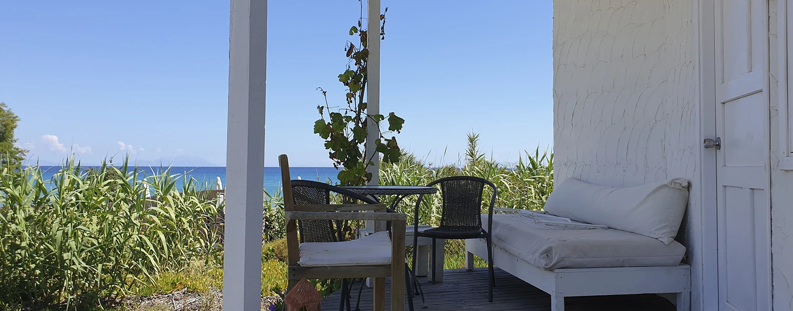 Outdoor seating at the accommodation