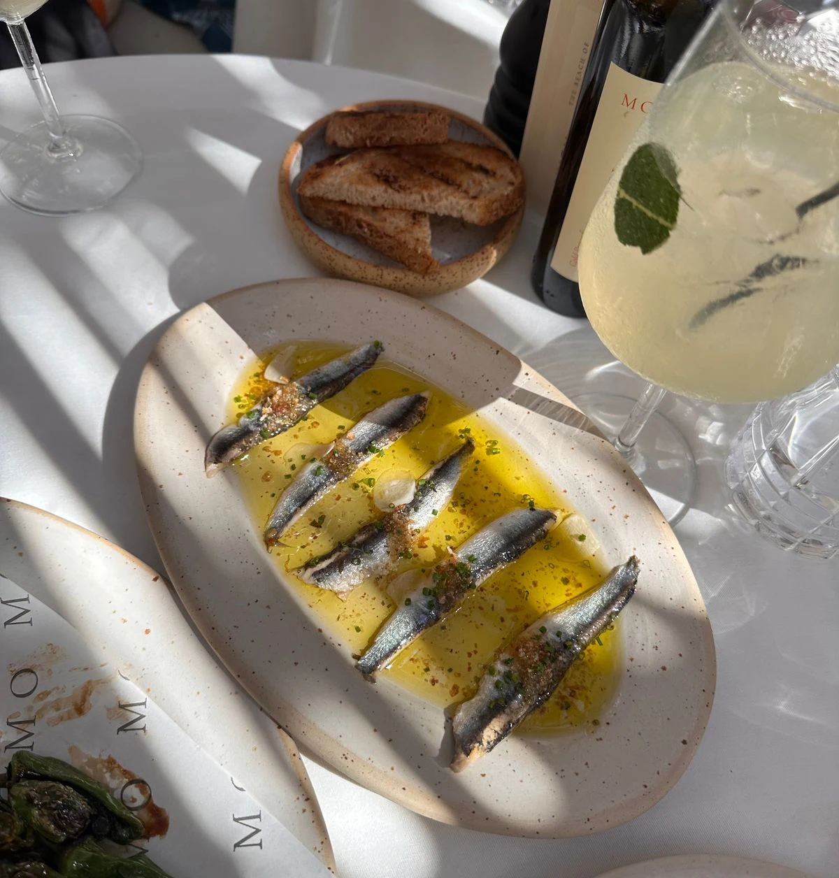 The Beach of MOMO Dalyan — Boquerones and a cocktail; apéro, 2024